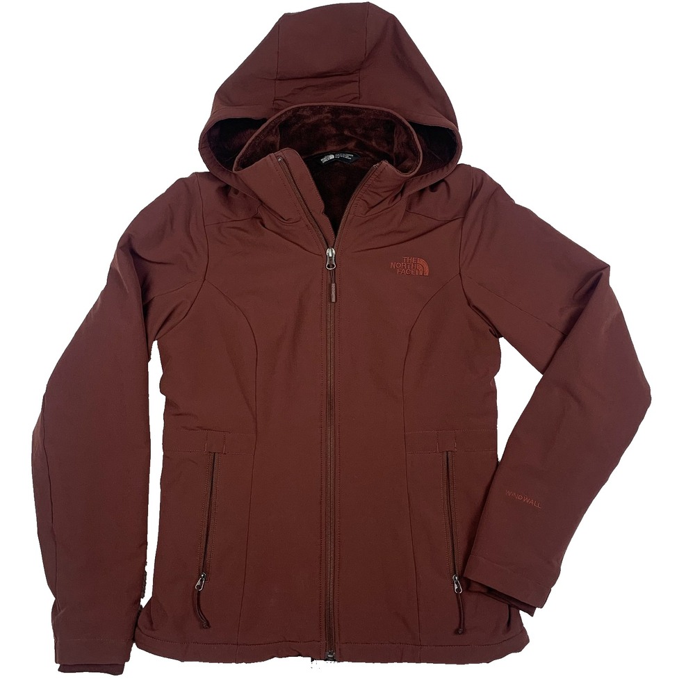 The North Face WindWall Jacket Burgundy Women's Petite Small Hooded Softshell